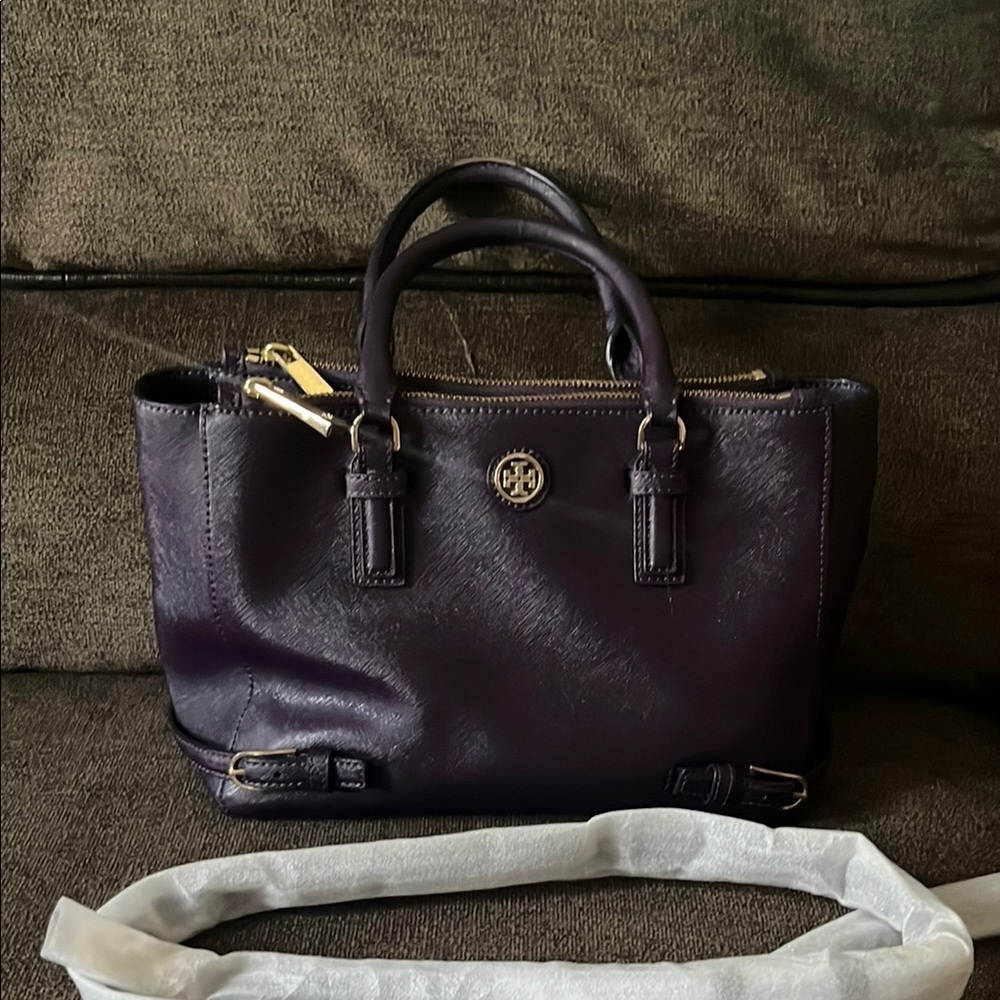 Tory Burch Purple Satchel with Gold Hardware